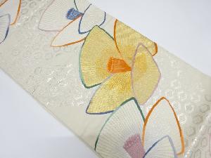 アンティーク　椿模様織り出し袋帯（材料）